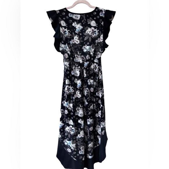 Betset Johnson Midi/Maxi Dress Floral Ruffle Sleeve Asymmetrical V-neck  Sz XS - Picture 10 of 11